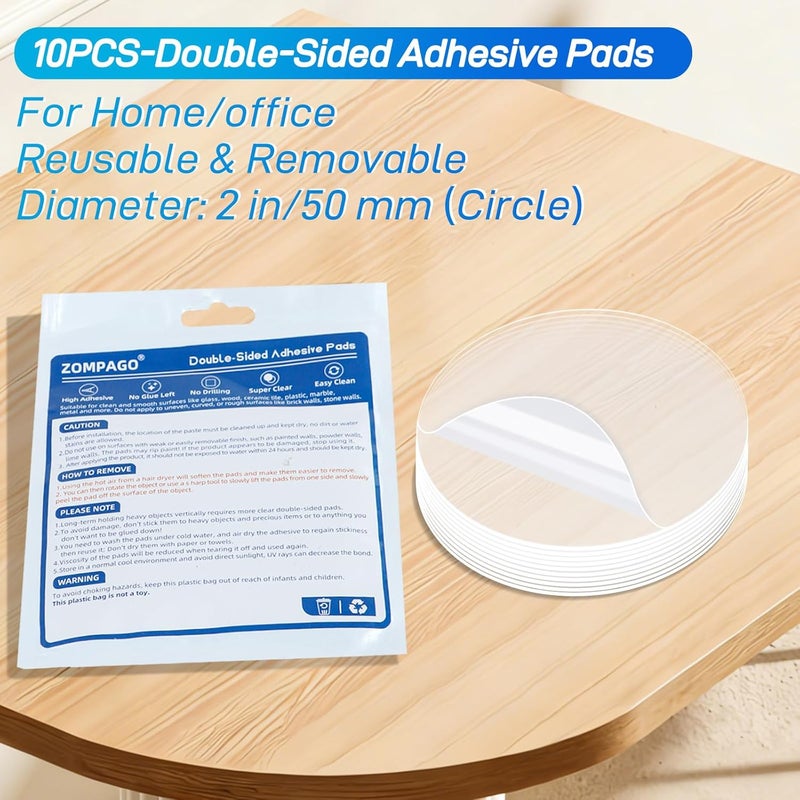 ZOMPAGO 10PCS Heavy Duty Double Sided Adhesive Mounting Circle Tape- Waterproof,Strong Adhesion,Clear, High Strength,No Residue Removability for Hanging,Wall Mounting, Home Decor,Adhesive for Shower - Image 2
